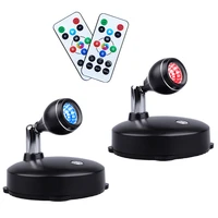 rgb wireless spotlight led battery operated lights with remote dimmable puck light with rotatable light head for painting pictu