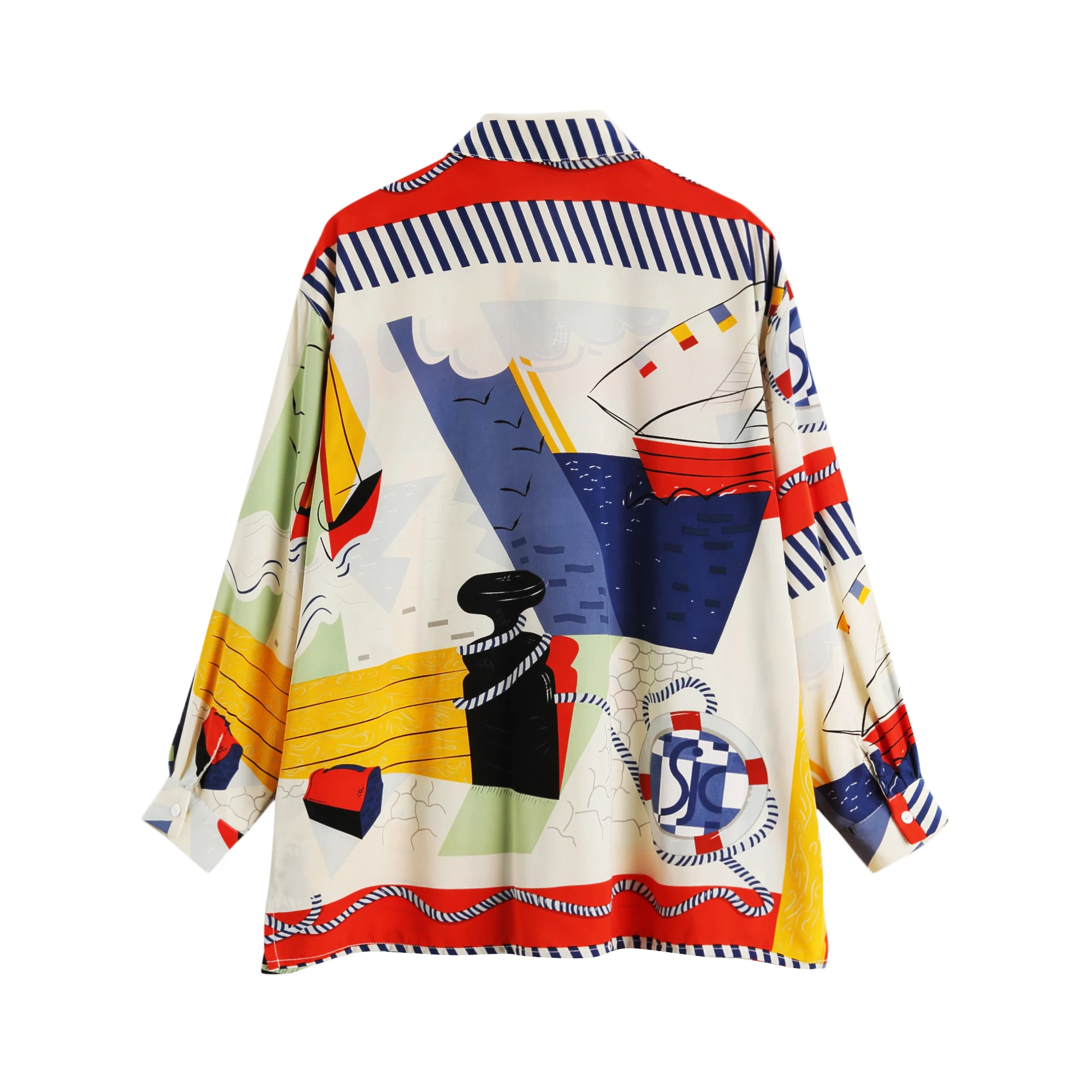 Женские топы и блузки Cheerart с абстрактным принтом цветная рубашка длинным рукавом