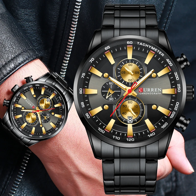 

Relogio Masculino Mens Watches Top Brand Luxury Curren Business Watch Men 2021 Chronograph Wrist Watches For Men Blue Watches