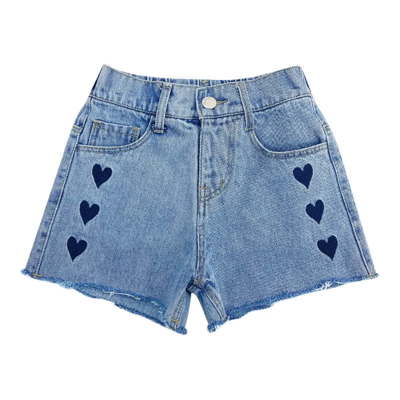 

Girls' denim shorts summer 2021 new exterior wear high waist summer girls' hot trouser for promotion 7-46
