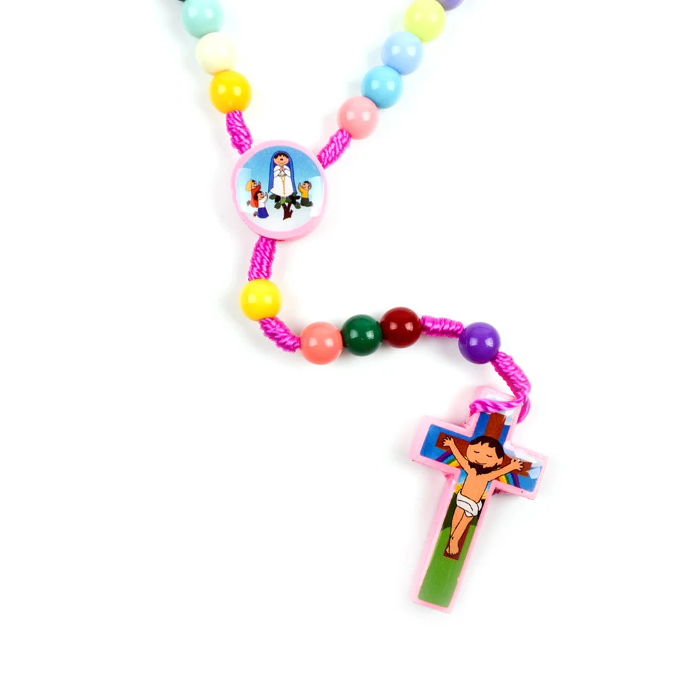 Pink-4 Fatima Beads Детские четки синий шнур дерево Фатима отец бусины мальчик девочка подарок - Окраска металла: Pink-4 Fatima Beads