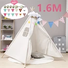 Домик детский игровой переносной, 1,6 м, детская палатка, вигвам, замок, светодиодное освещение, ковер, украшение