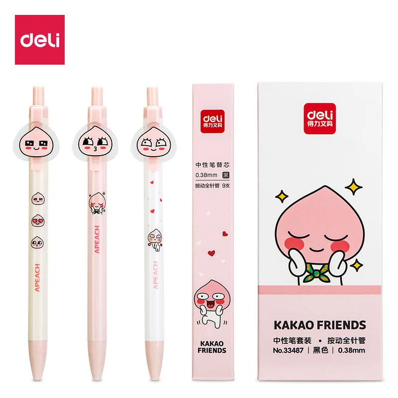 

Deli Милая гелевая ручка набор 72 шт./6 комплектов KAKAO Friends 0,38 мм ручка и заправка кавайные корейские Канцтовары Школьные принадлежности персико...