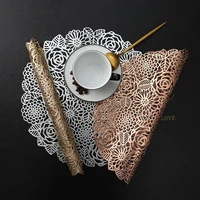 place mat wide application foldable pvc flower hollow carved dinner mat round embroiderylace table placemat for kitchen