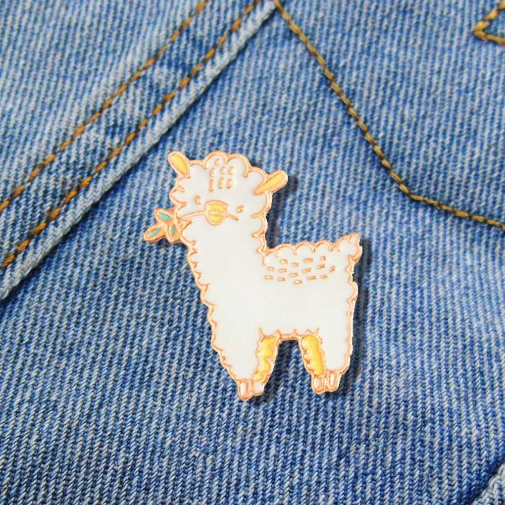 Эмалированная брошь в виде милой альпаки с маленькой овечкой булавка для