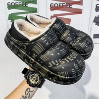 brand winter warm cotton slippers mens home shoes simple non slip indoor and outdoor trend bread slippers waterproof sandals
