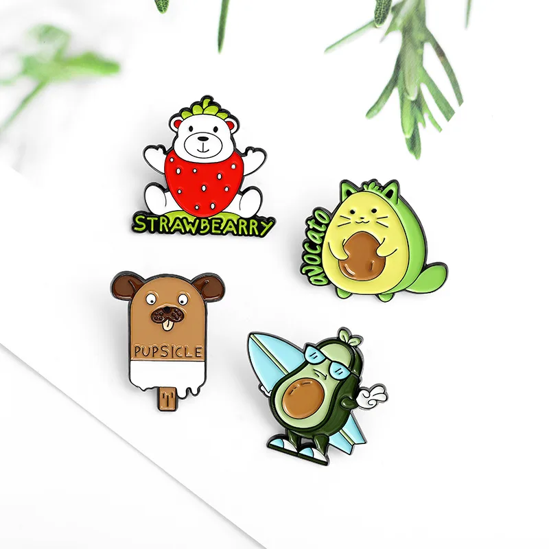 

Cartoon Cute Avocado Chocolate Ice Cream Enamel Pin Animals Brooch Denim shirts bags Celebrated fashion Jewelry Gift for Friends