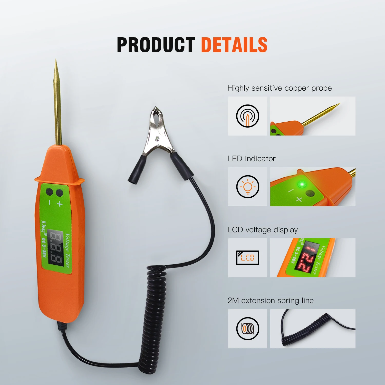 Цифровой тестер напряжения VT001 2 в 1 светодиодный измерительный прибор с