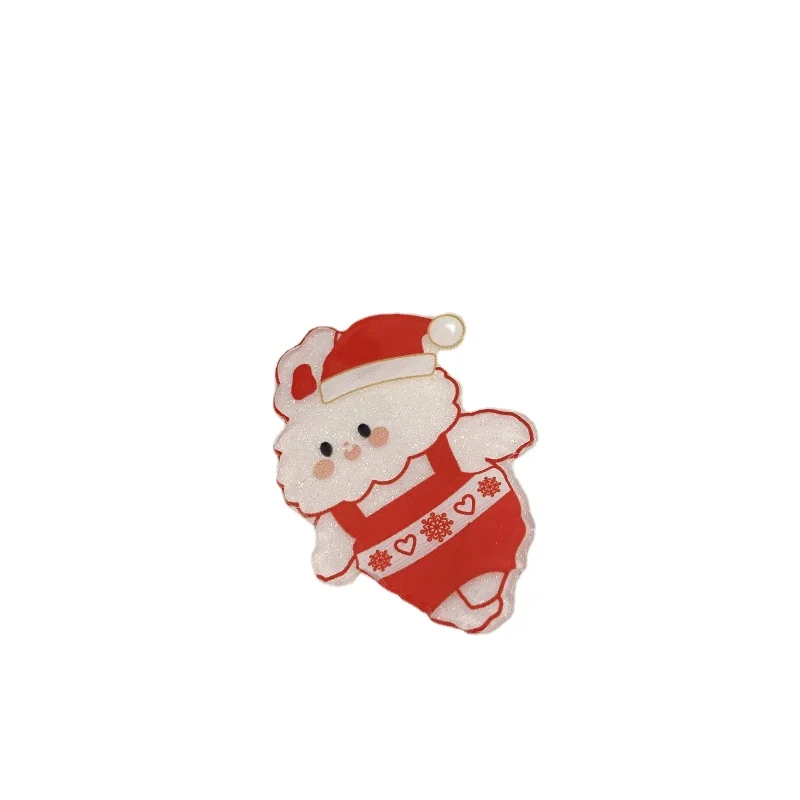 

New Cartoon Christmas Elk Hairpin Red Cute Santa Claus Jewelry for Girls Personalized Metal Headwear for Women Gift Navidad C