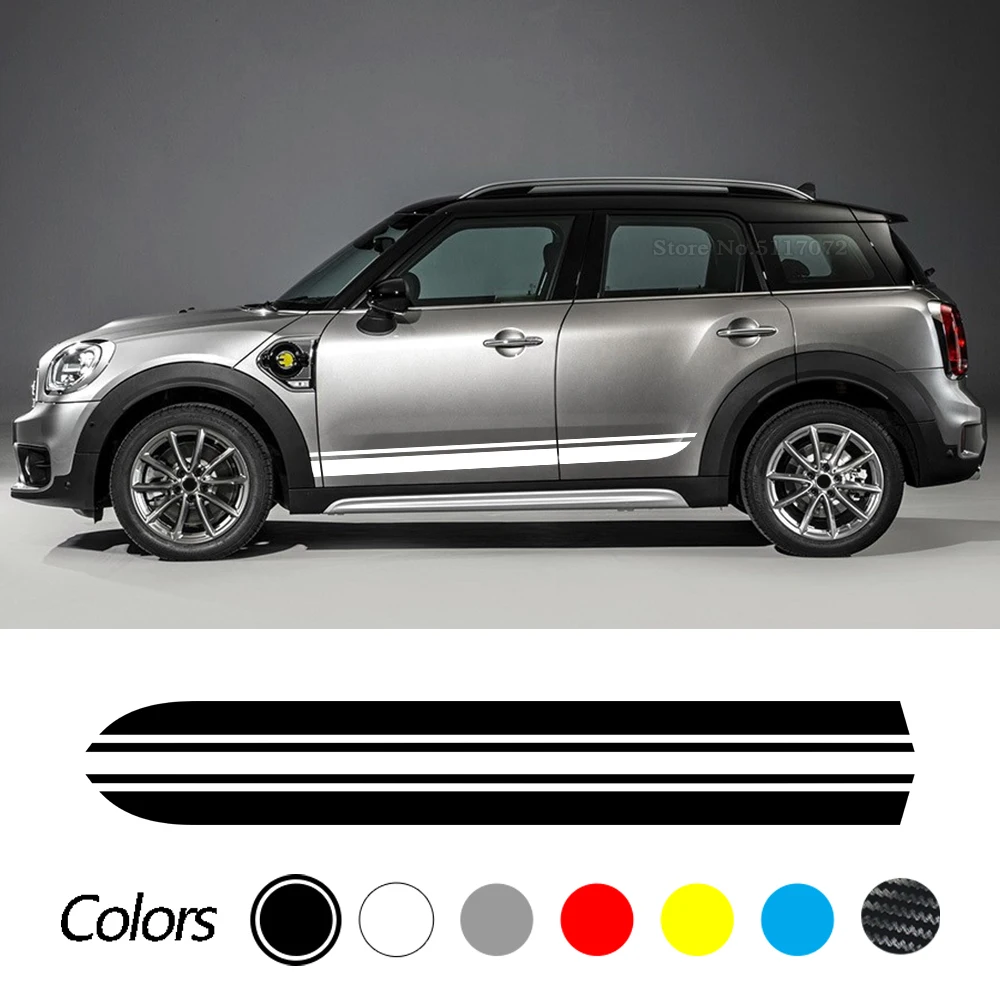

Автомобильный Стайлинг Дверь боковая полоса юбка наклейка графическая наклейка для мини медного купе R58 R57 F57 R59 Roadster R56 F56 JCW аксессуары