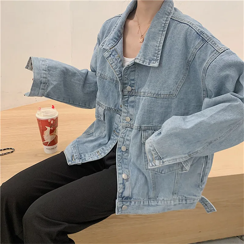 Новая свободная джинсовая куртка с буквенным принтом для женщин 2020 Весенняя