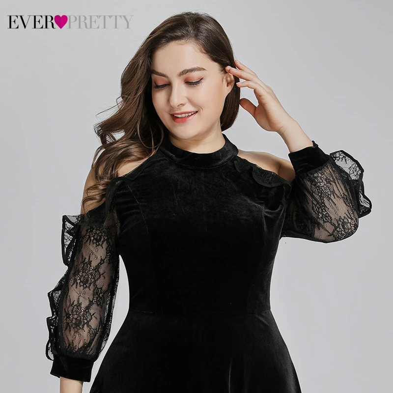 Сексуальные Короткие вечерние платья Ever Pretty AS05896 Холтер А-силуэта длинный кружевной рукав велюр вечерние платья Abiye Gece Elbisesi