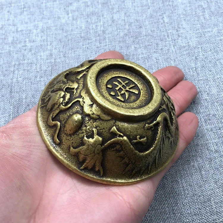 

LAOJUNLU Imitation Antique Jinlong Nafu Copper Bowl Hongfu Qitian Tea Bowl Decoration
