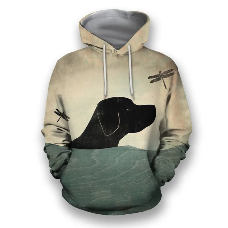 

Fashionable 3D printed black Labrador hound Hoodie men's Sweatshirt men's and women's spring casual zipper Hoodie