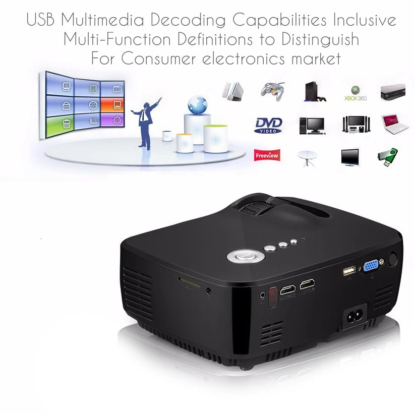 Мини портативный G90 проектор Full HD для домашних кинотеатров,LED телевизоров,видеоигр с разрешением 1080
