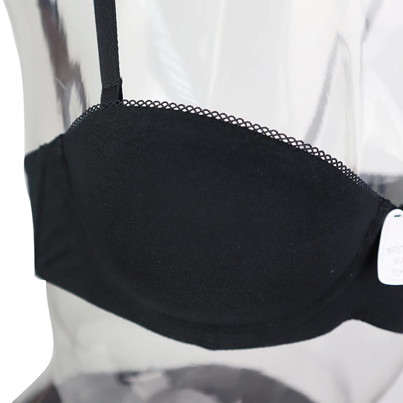 Women's Organic Cotton Lingerie Soft push up bra half cup Thin Padded underwear with Removable strap