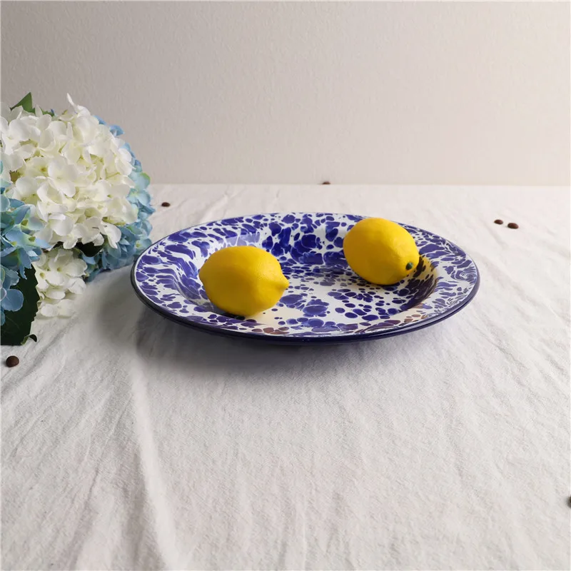 Британский брызговик чернил утолщенная эмалированная фруктовая Тарелка