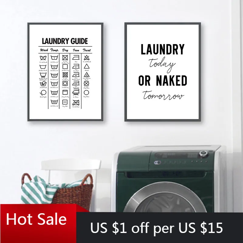 Стирка сегодня Декор стен комнаты стирка символы руководство Художественная