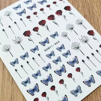 newest flower 3d design self adhesive back glue diy decoration wraps nail stickers hanyi 466 465 464