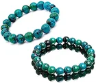 Браслет из натурального малахата для мужчин и женщин, Круглый браслет с бусинами из камня для снятия диабета, Ювелирное Украшение для пар, 6810 мм