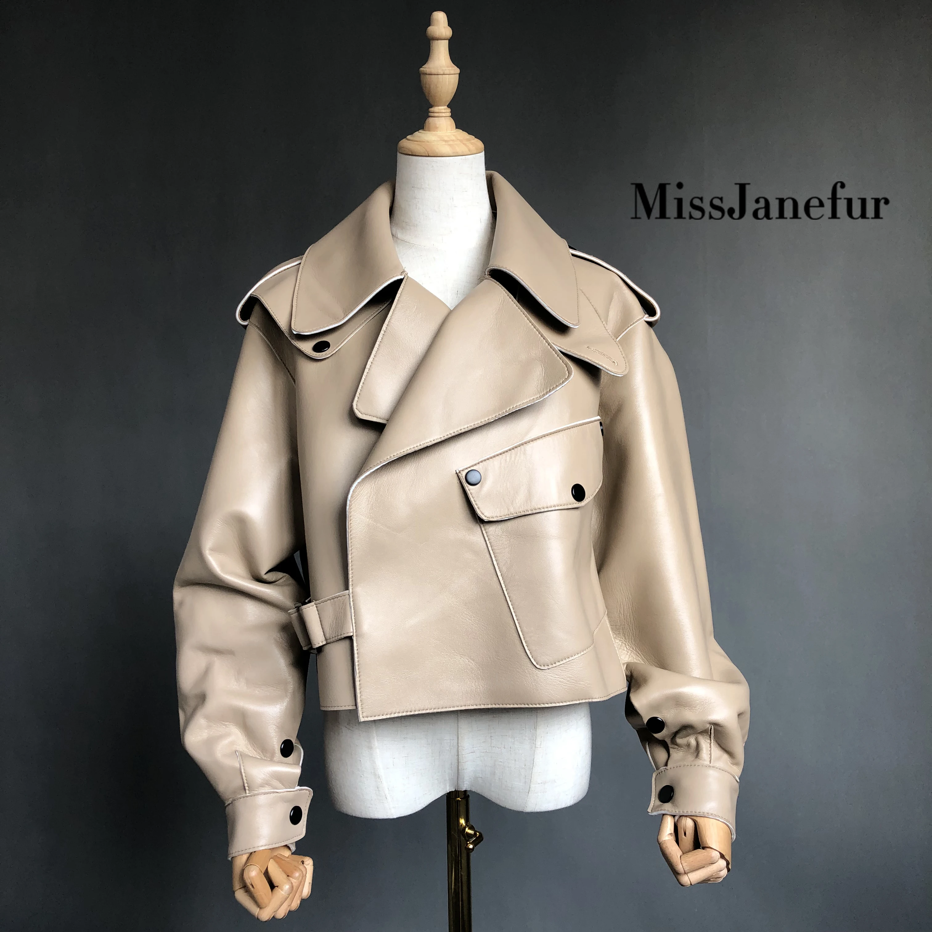 Кожаная куртка женская модная из натуральной овчины зимняя шуба мотоциклетная