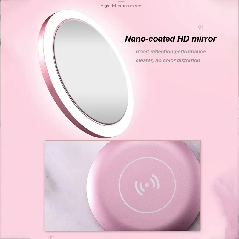 Многоразовое портативное зеркало для макияжа Профессиональное светодиодное