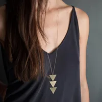 Gold Link Chains Necklace Triangle Pendant for Women Vintage Long Sweater Chain Necklaces Chocker collar mujer bijoux femme 2020