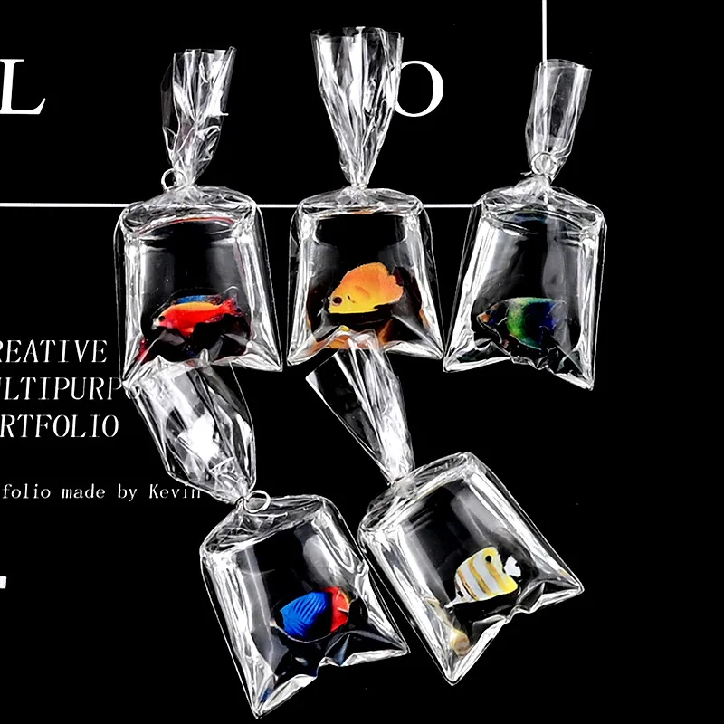 

10 шт./лот мультяшная морская тропическая рыба имитация мешка для воды подвески из смолы цепочка для ключей ожерелье ручной работы Diy ювелирн...