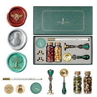 vintage detachable spoon stamp set box with sealing wax beads candle craft wedding packaging gifts diy scrapbooking tools