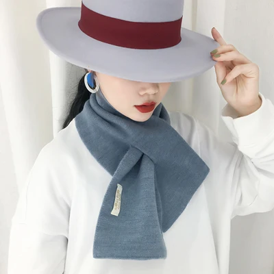 haze blue Luna& Dolphin, женский шерстяной зимний шарф, круглый шарф, ярлык, Теплый Шерстяной палантин, Пашмина, 70x18 см, мягкий маленький женский шарф - Цвет: haze blue