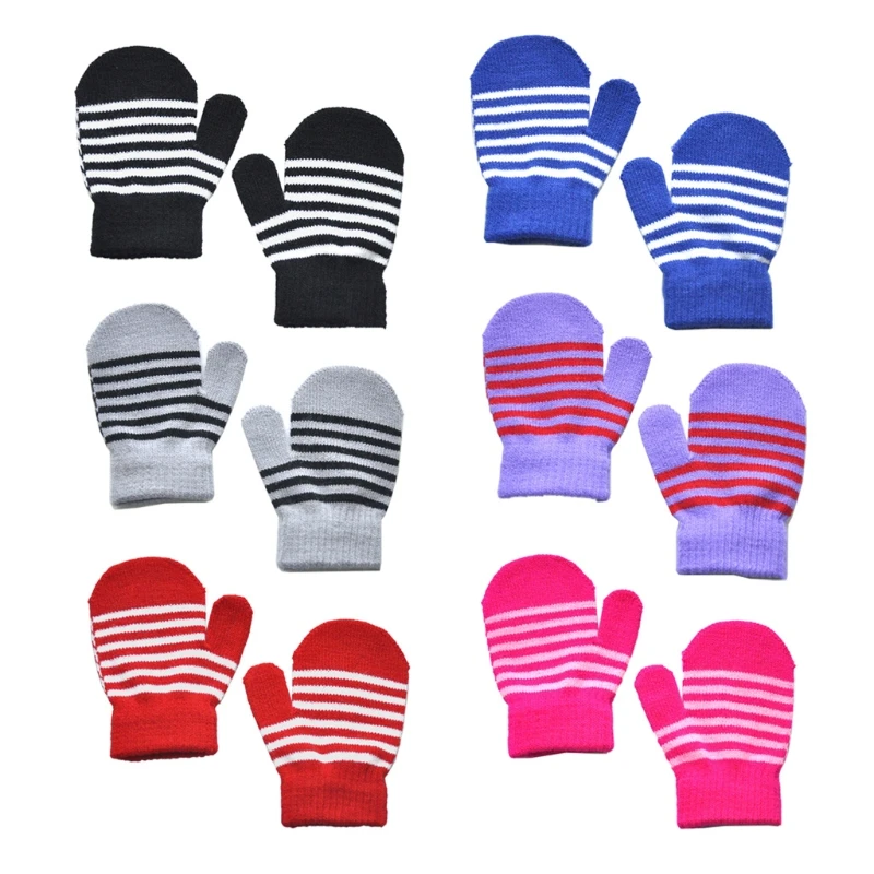 

Children Winter Windproof Wearing Stretchy Knitted Full Finger Gloves Kids Gift Skin-friendly Warm Mittens