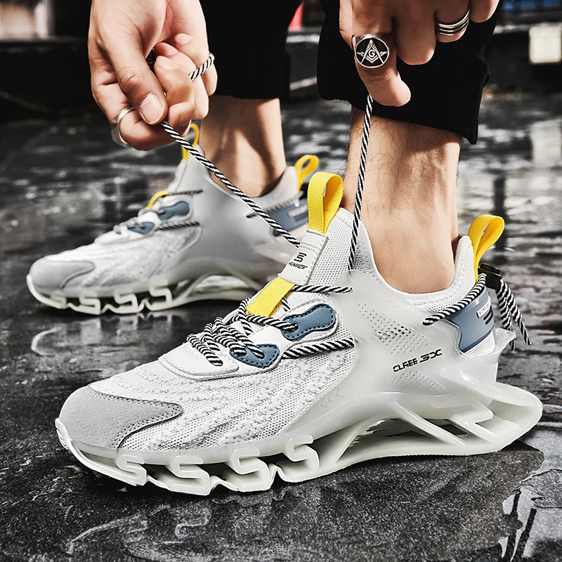 

2021 New Mens Shoes Designer Sneakers Men Flying Woven Trend Damping Mesh Casual Shoes Blade Trainer Male Shoes Tenis Feminino