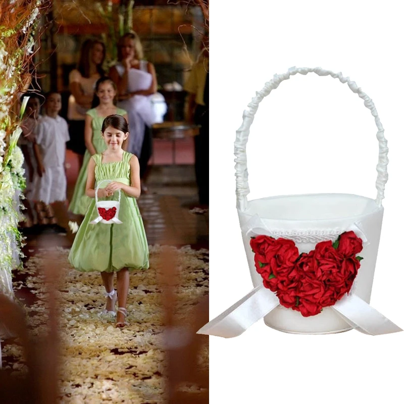 

Flower Girl Basket Elegant Love Wedding Flower Baskets for Girl Wedding Ceremony Party Supplies