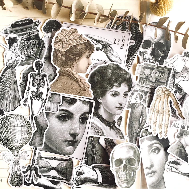 9 шт./компл. Ретро черный белый цвет с изображением черепа для девочек DIY ремесло