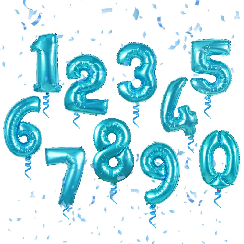 5 шт./компл. 32 дюймов синий шара с цифрой Русалочка Украшения для тематических