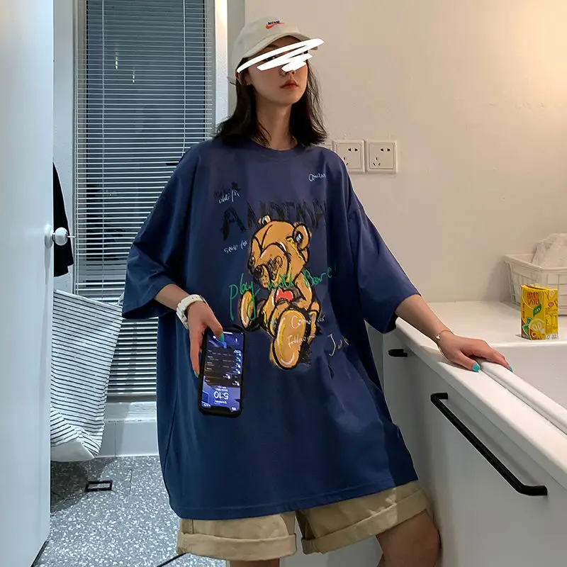 2020 Summer New Youth Popular Loose Personality Cartoon Graffiti Five-point Sleeve T-shirt Fashion Casual Round Neck Pullover | Мужская