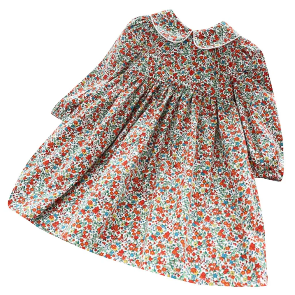 Toddler Baby Girls Casual Spring Floral Dress Princess Romper Dresses Clothes Long Sleeve Children Party Summer |