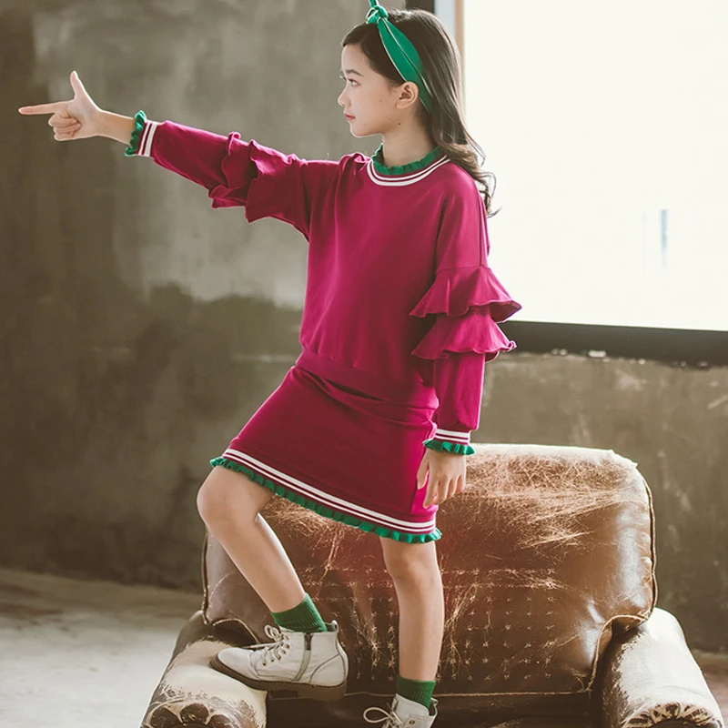 Комплект одежды для девочек новинка 2019 детская одежда милый топ с круглым