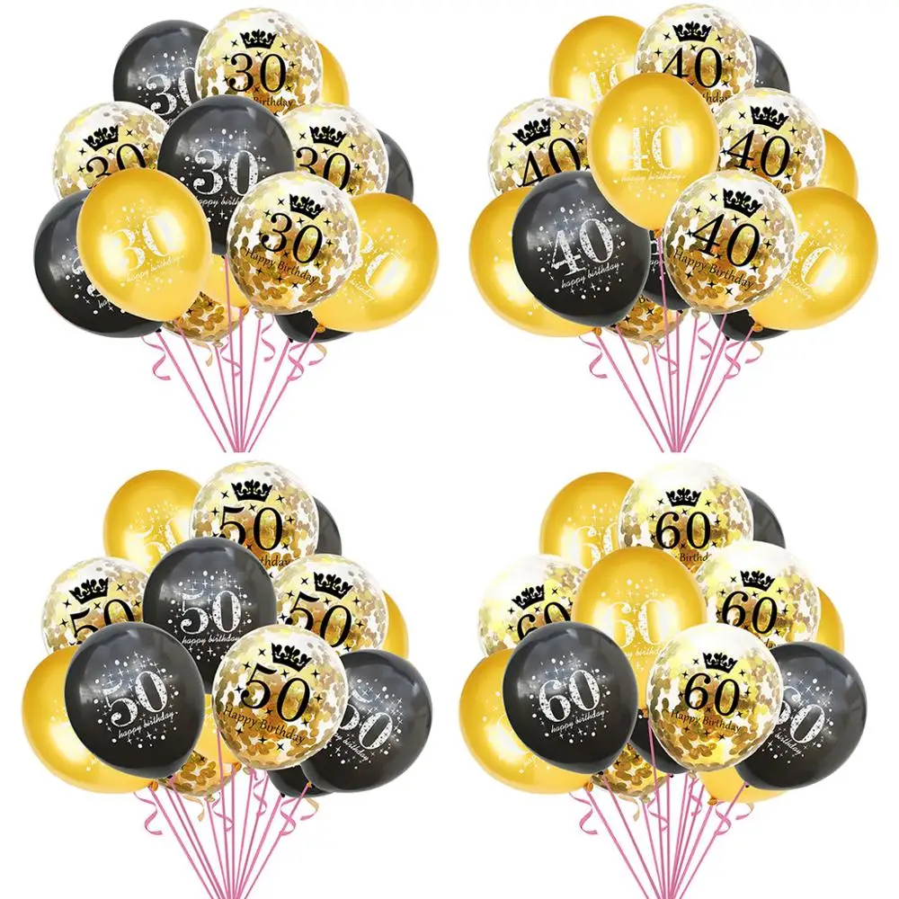 Шары LAPHIL золотистые/черные украшения для вечеринки в честь Дня Рождения 30/40/50/60