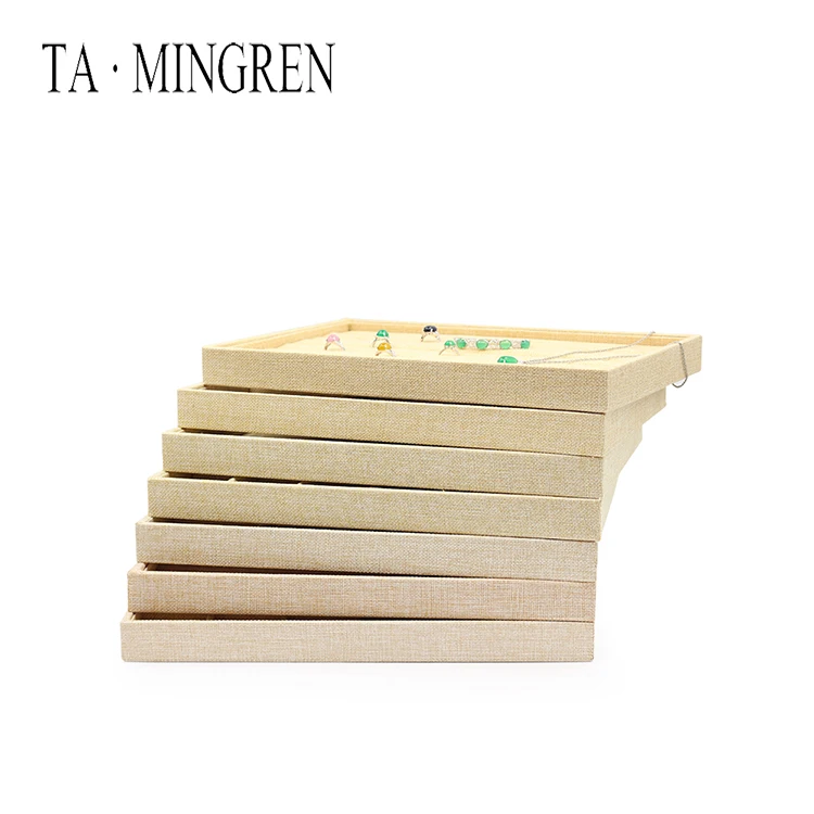 Wholesale stackable rectangular ring pendant necklace jewelry display tray storage display box