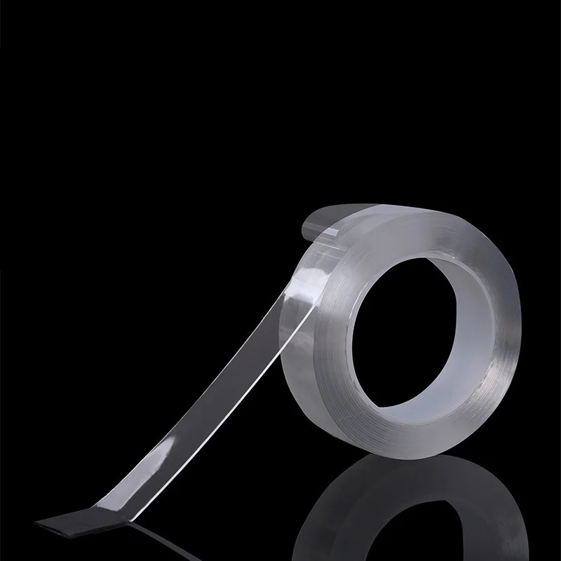 1/2/3/5m Nano лента-липучка «Magic Tape» клейкая поверхность с двух сторон Тип, Не оставляющий следов надежный дизайн Водонепроницаемый Скотч для Ванная комната Кухня раковина гель Стикеры - Цвет: Transparent