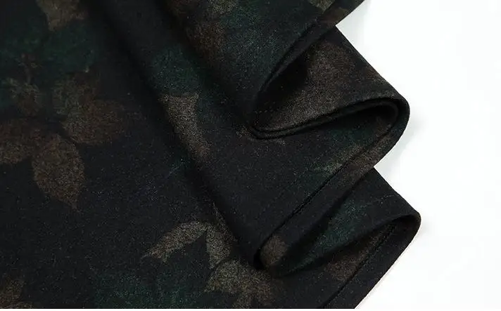 

2019 Fall Winter Vintage Casual Women Female High Waisted A Linen Floral Print Woolen Skirt , Mid Calf Wool Skirts for Woman