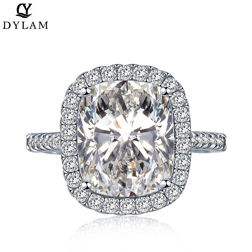 

DYLAM Square 8A Zircon Wedding Ring Shiny Clear 925 Sterling Silver Rings For Women Classic Wedding Luxury Jewelry Christmas