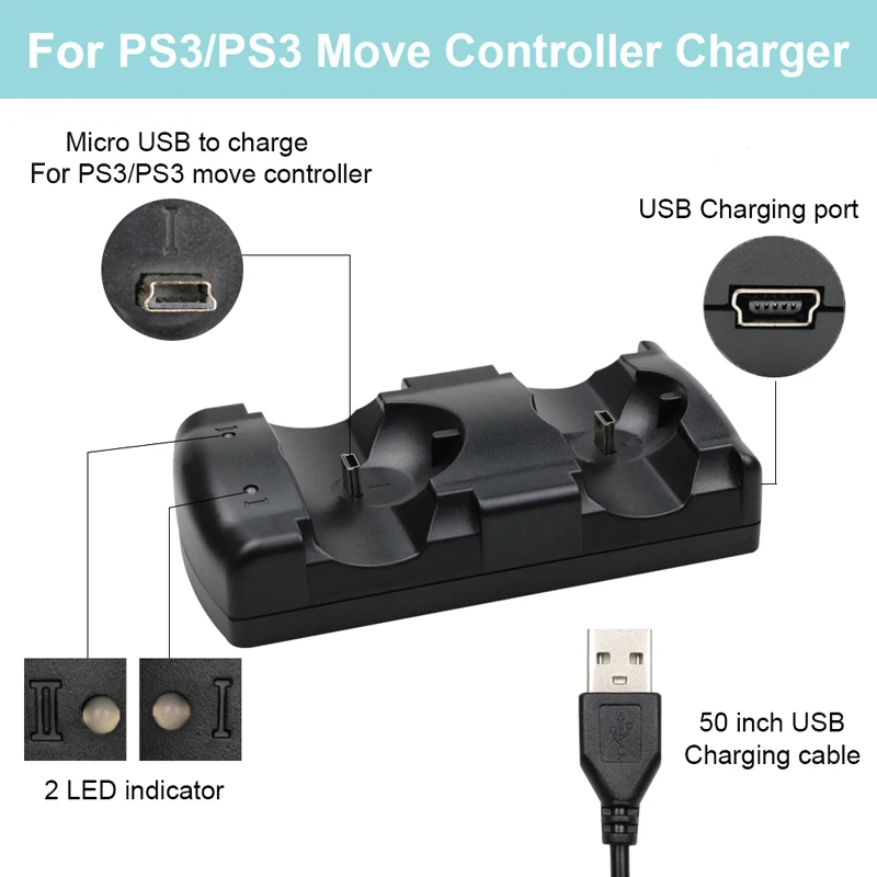 USB двойная зарядная док-станция для sony PS3 контроллер Джойстик питание зарядная станция для Dualshock 3 Gampad Move Navigation