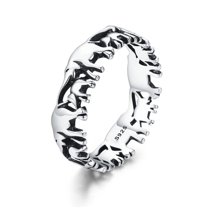 

Trendy 100% 925 Sterling Silver Stackable Animal Collection Elephant Family Finger Rings for Women Silver Jewelry SCR344