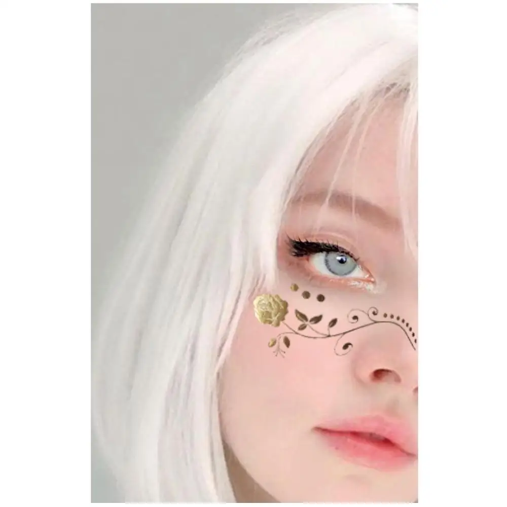 Фольгированная Золотая Бабочка и Роза FT0030 веснушки макияж татуировка наклейка