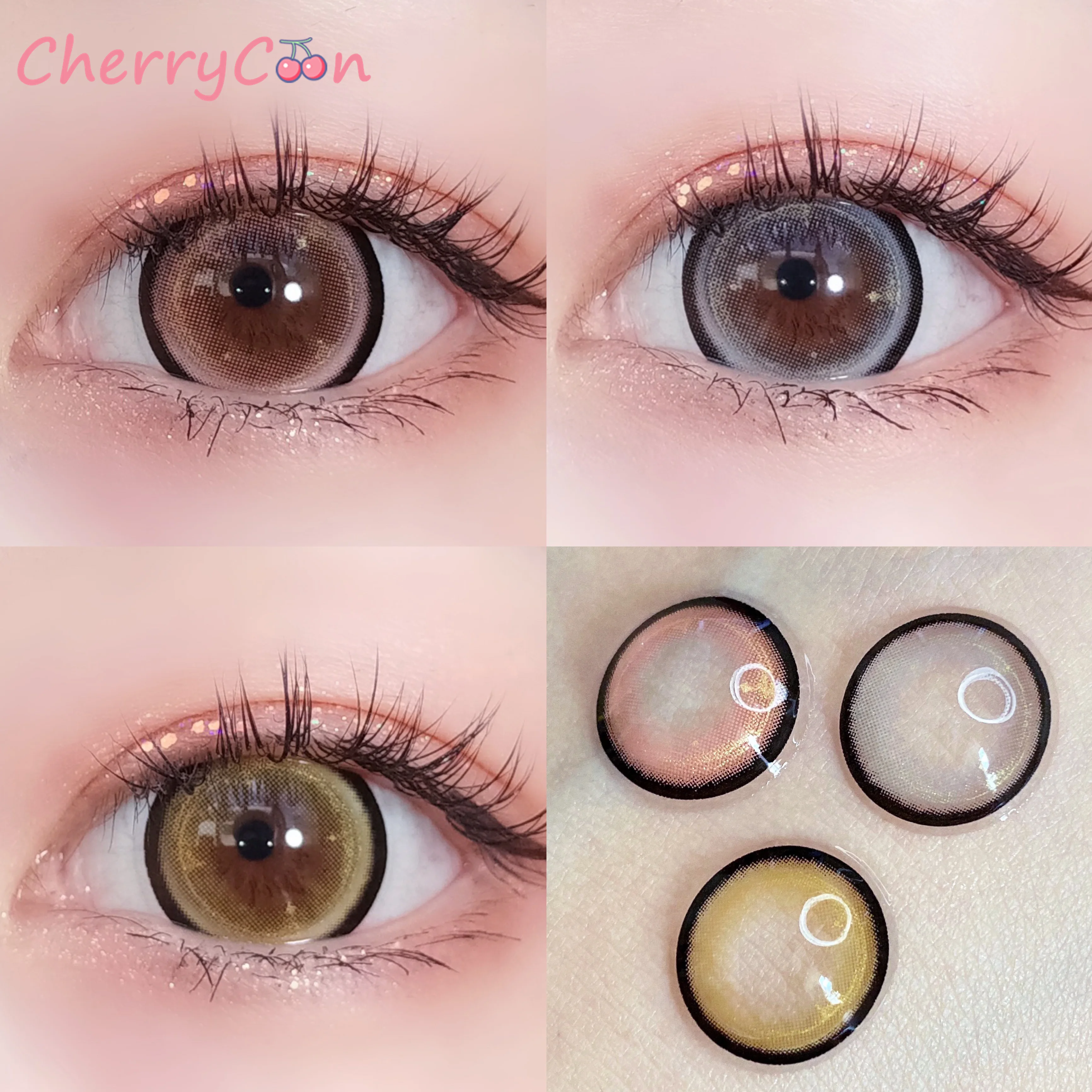 

CherryCon Burst beads natural gray Contact Lenses Colored Soft for Eyes big beautiful pupil Contact Lens Myopia prescription