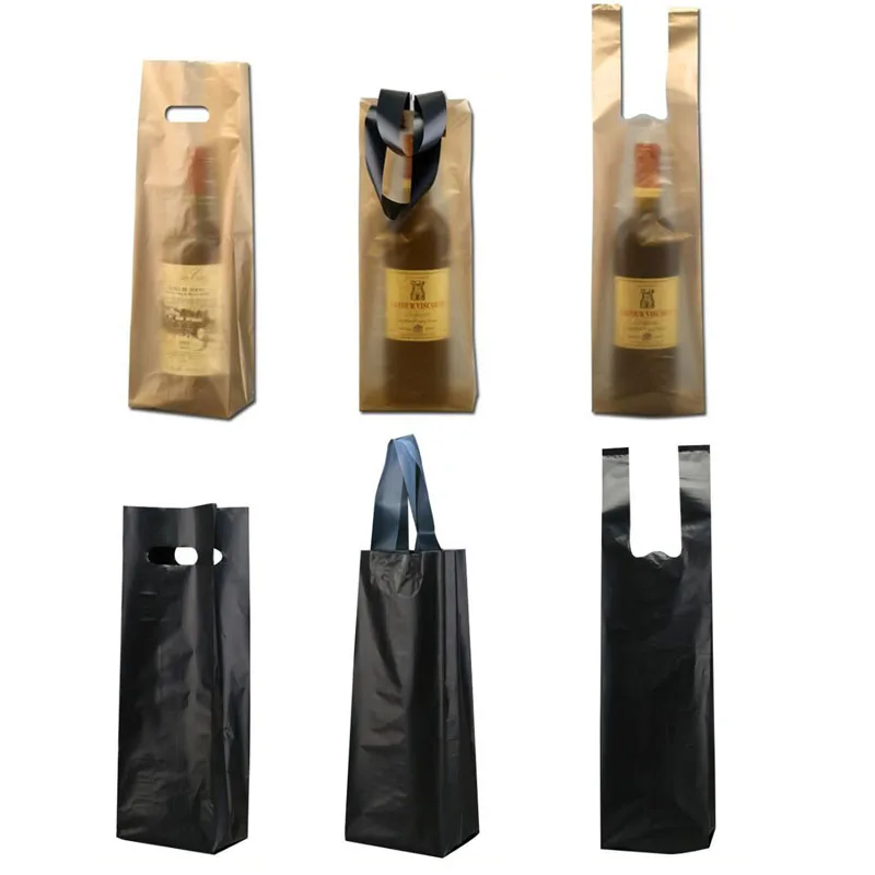 50pcs Single Wine Bags Plastic Red Wine Bottle Glass Bag Champange Carrier Outdoor Picnic Travel Gift Pouch