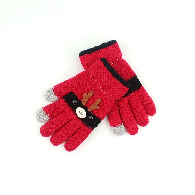 Милые рождественские перчатки с рисунком оленя для девочек возрастом от 3 до 8 лет