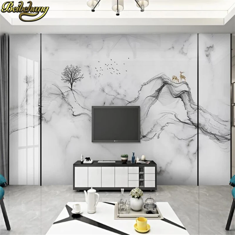 Фотообои beibehang на заказ с белым мраморным рисунком для гостиной спальни дивана